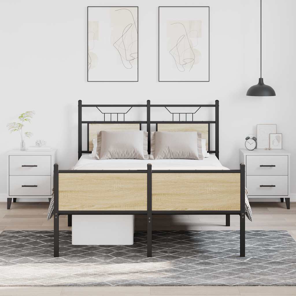vidaXL Bed Frame without Mattress Sonoma Oak 120x190 cm Small Double Engineered Wood