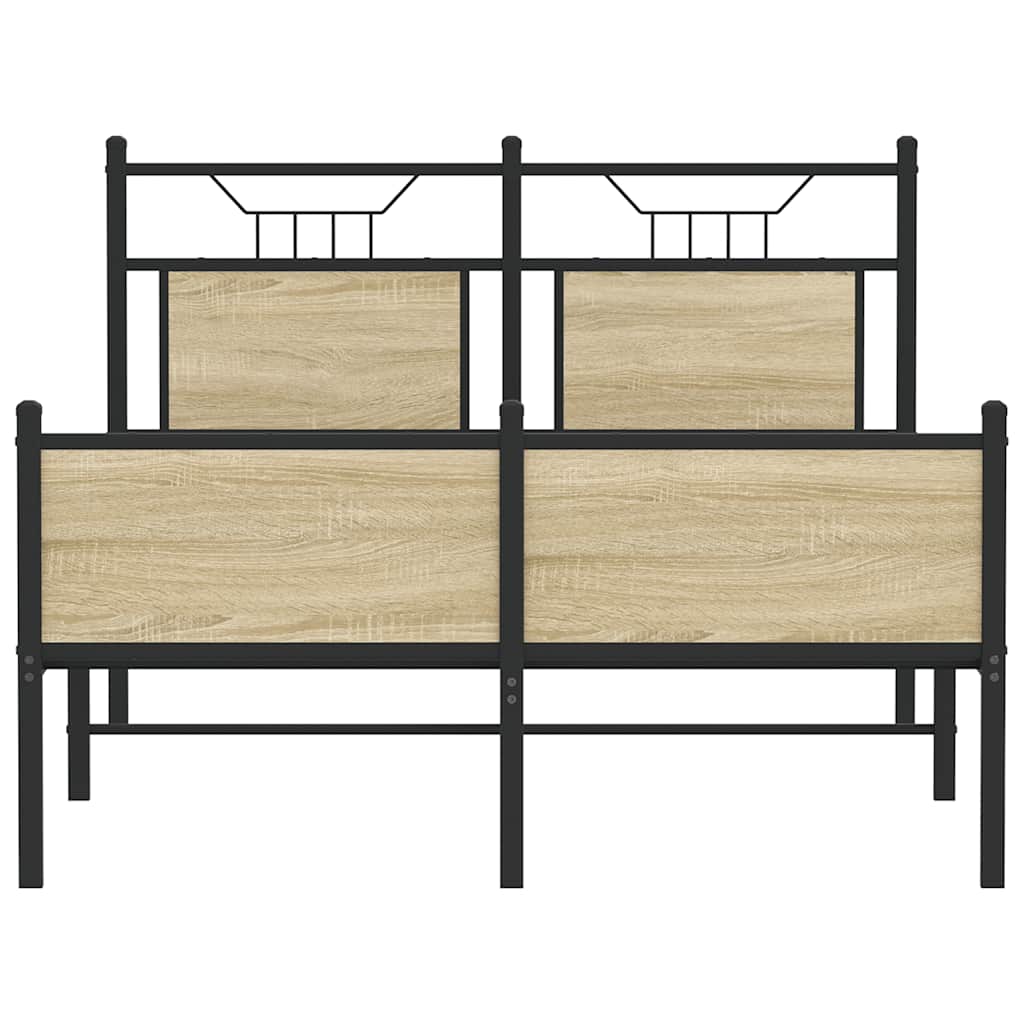 vidaXL Bed Frame without Mattress Sonoma Oak 120x190 cm Small Double Engineered Wood
