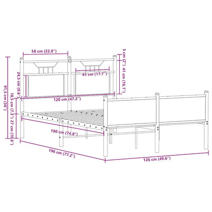 vidaXL Bed Frame without Mattress Sonoma Oak 120x190 cm Small Double Engineered Wood