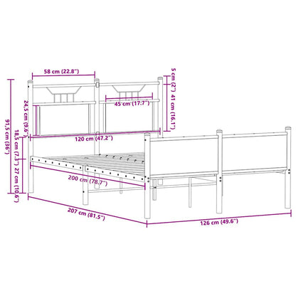 vidaXL Bed Frame without Mattress Sonoma Oak 120x200 cm Engineered Wood