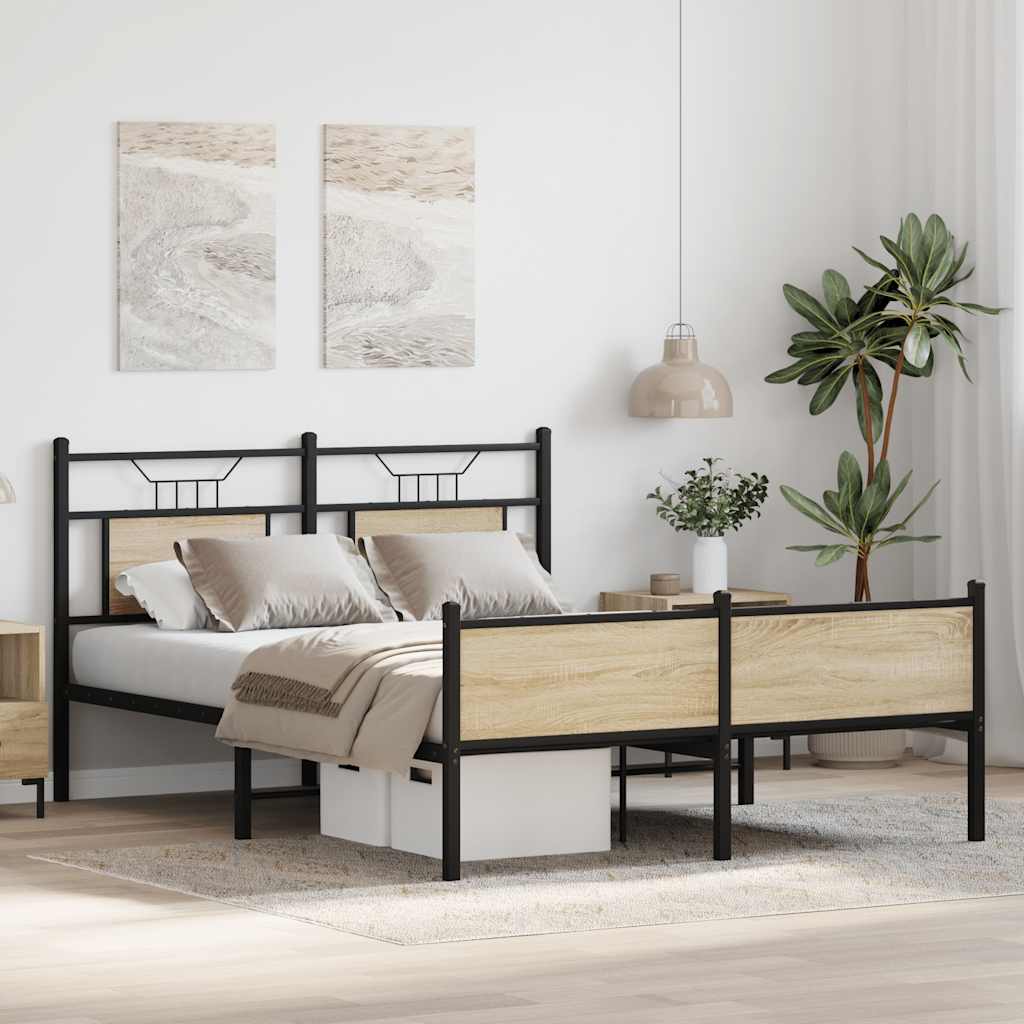 vidaXL Bed Frame without Mattress Sonoma Oak 140x190 cm Engineered Wood