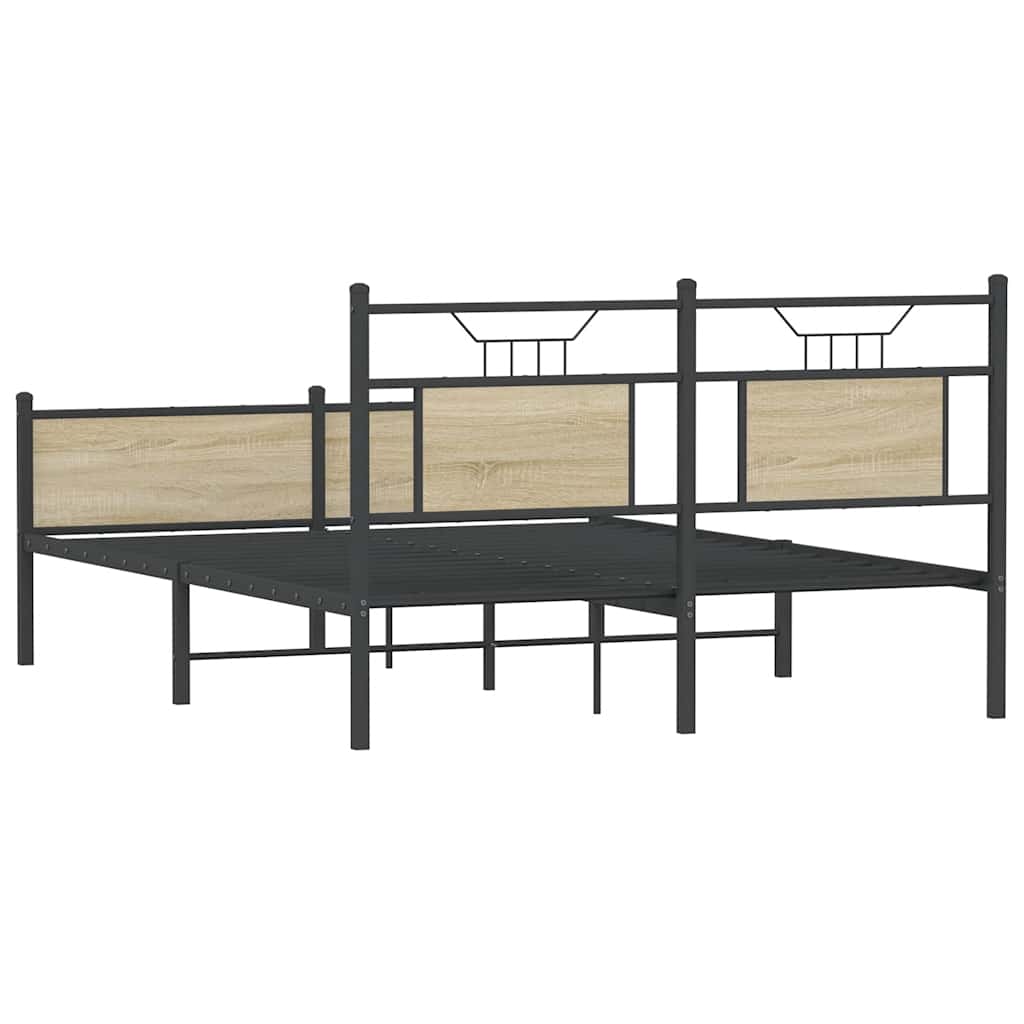 vidaXL Bed Frame without Mattress Sonoma Oak 140x190 cm Engineered Wood