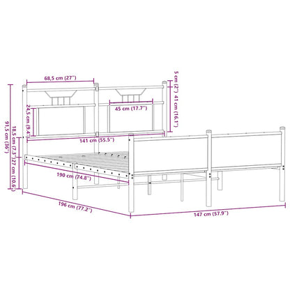 vidaXL Bed Frame without Mattress Sonoma Oak 140x190 cm Engineered Wood