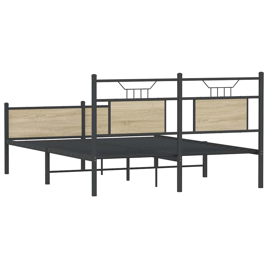 vidaXL Bed Frame without Mattress Sonoma Oak 140x200 cm Engineered Wood