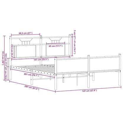 vidaXL Bed Frame without Mattress Sonoma Oak 140x200 cm Engineered Wood