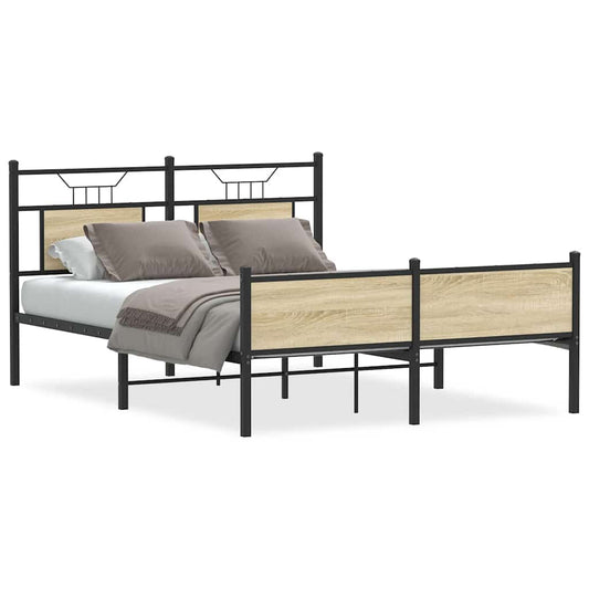 vidaXL Bed Frame without Mattress Sonoma Oak 150x200 cm King Size Engineered Wood
