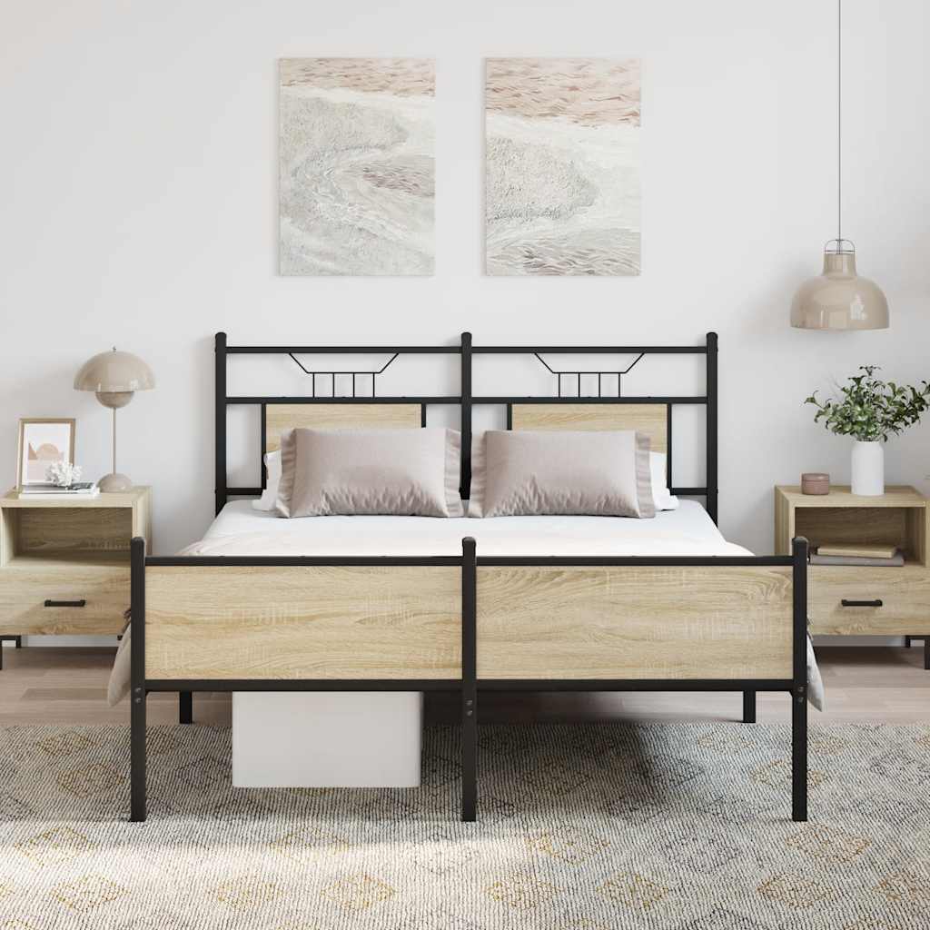 vidaXL Bed Frame without Mattress Sonoma Oak 150x200 cm King Size Engineered Wood