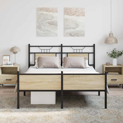 vidaXL Bed Frame without Mattress Sonoma Oak 150x200 cm King Size Engineered Wood