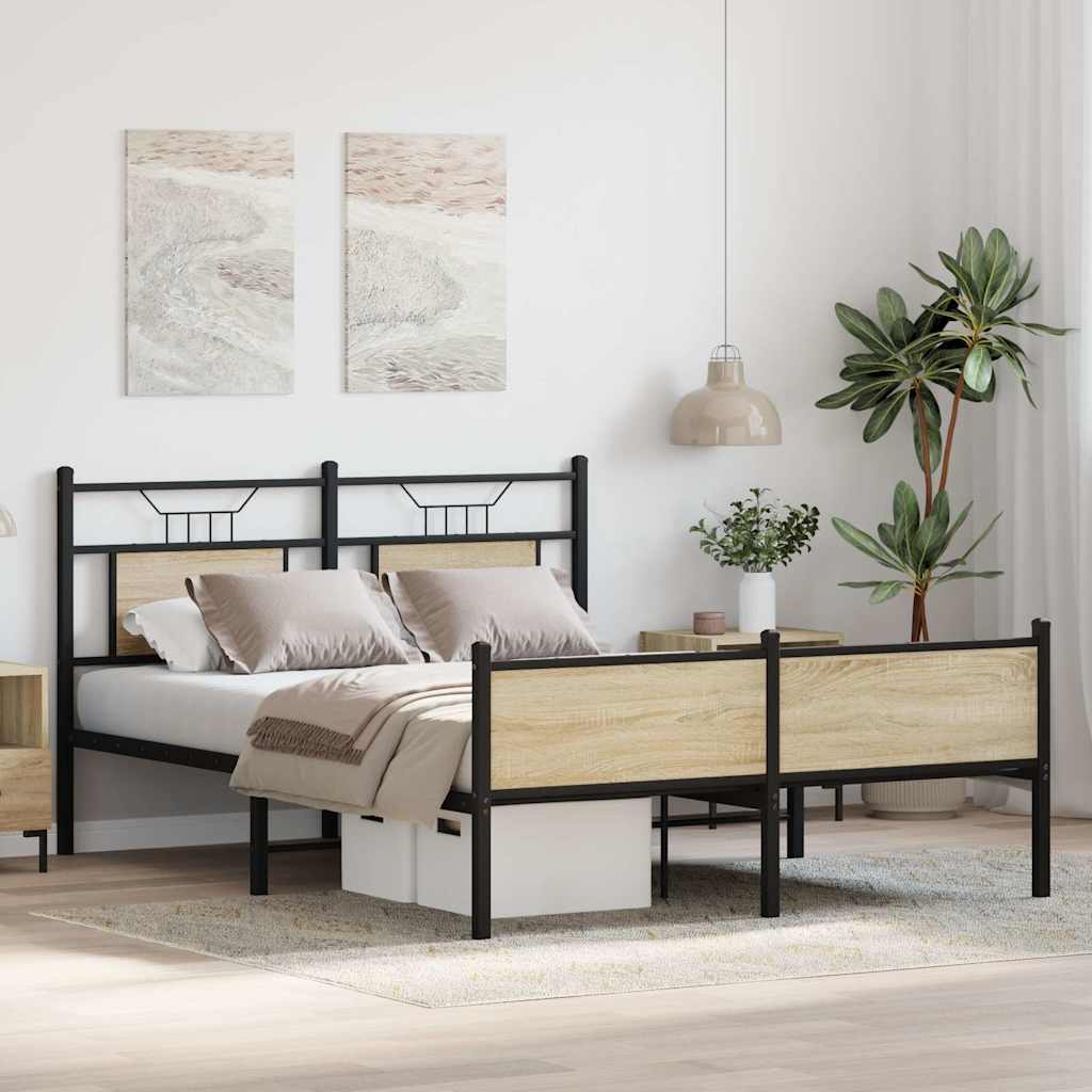 vidaXL Bed Frame without Mattress Sonoma Oak 150x200 cm King Size Engineered Wood