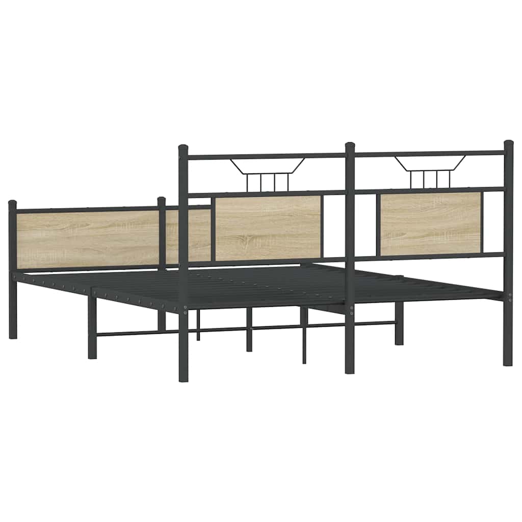 vidaXL Bed Frame without Mattress Sonoma Oak 150x200 cm King Size Engineered Wood