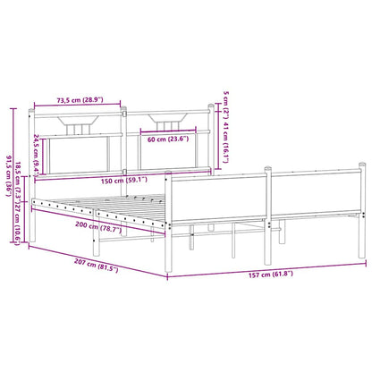 vidaXL Bed Frame without Mattress Sonoma Oak 150x200 cm King Size Engineered Wood