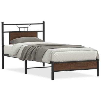 vidaXL Bed Frame without Mattress Brown Oak 75x190 cm Small Single Engineered Wood