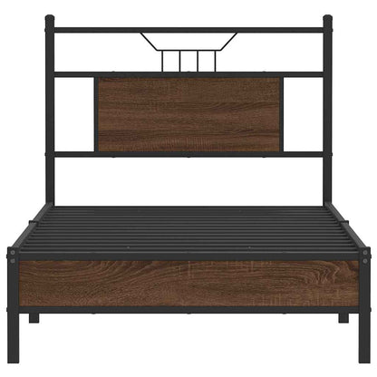 vidaXL Bed Frame without Mattress Brown Oak 75x190 cm Small Single Engineered Wood