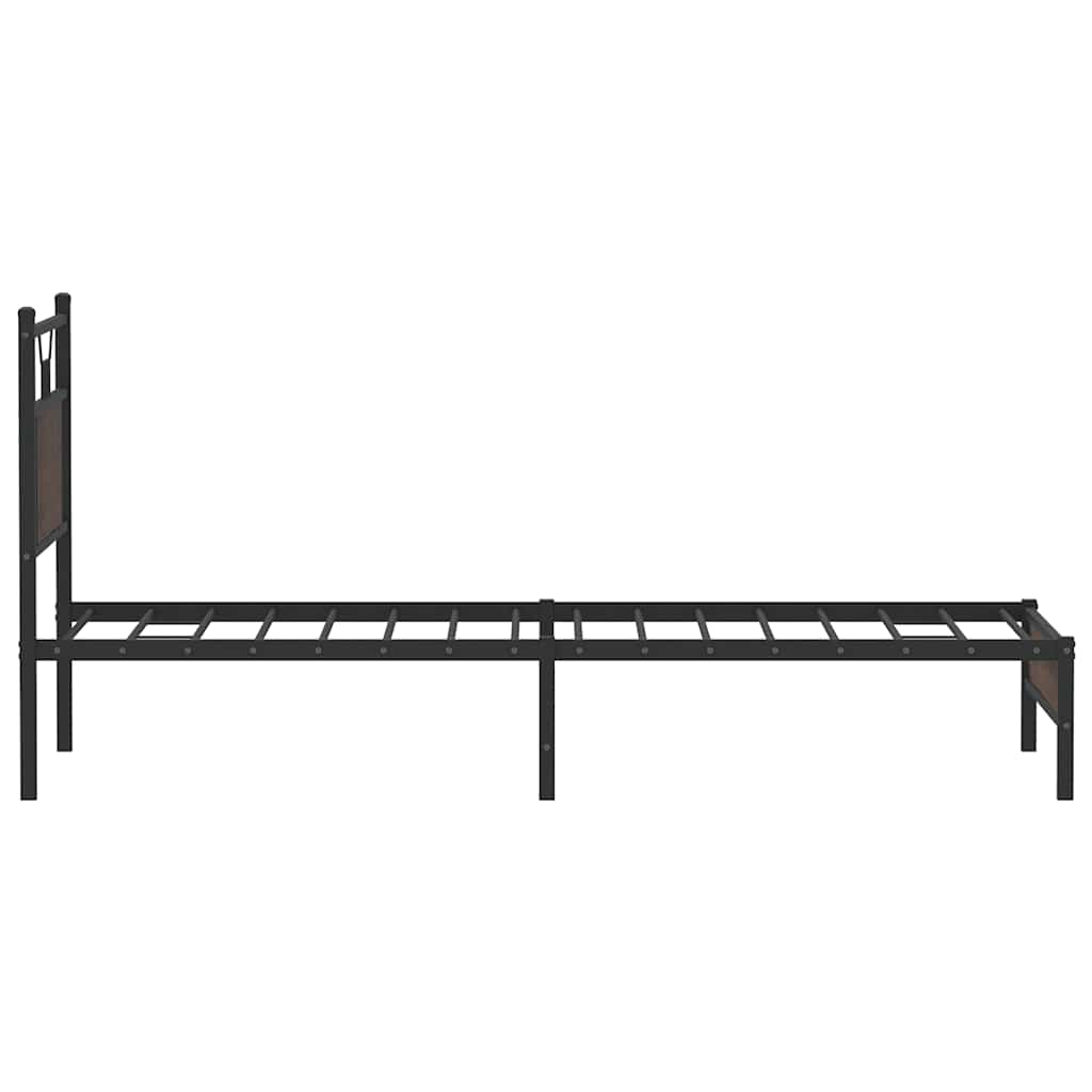 vidaXL Bed Frame without Mattress Brown Oak 75x190 cm Small Single Engineered Wood