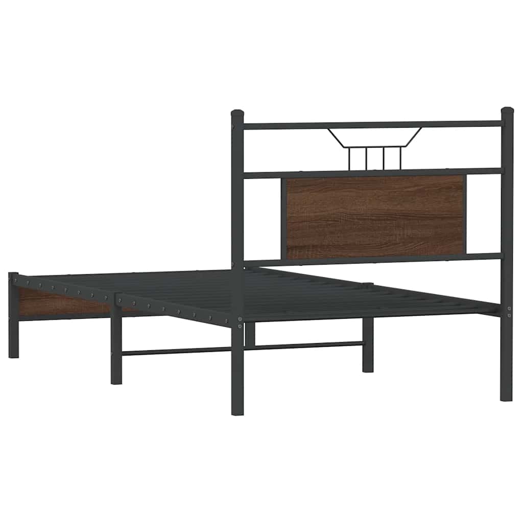 vidaXL Bed Frame without Mattress Brown Oak 75x190 cm Small Single Engineered Wood