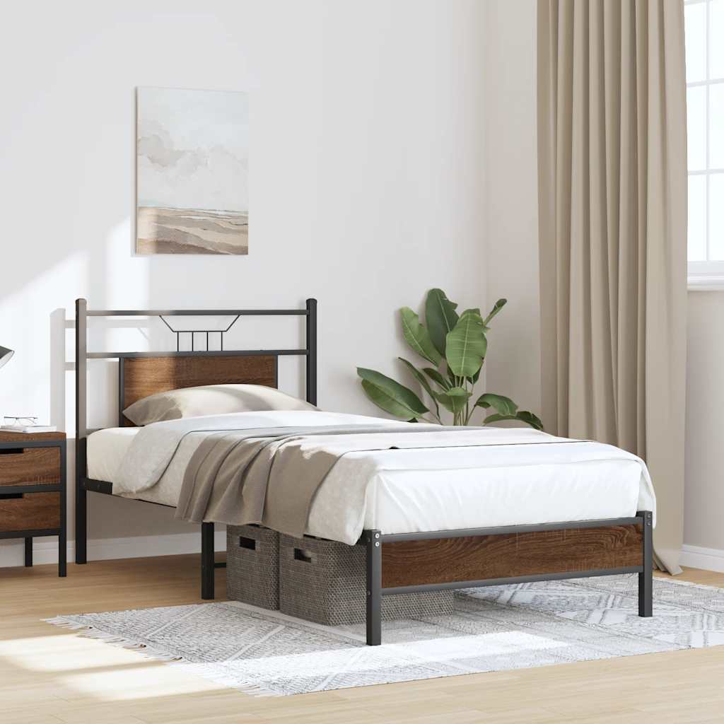 vidaXL Bed Frame without Mattress Brown Oak 80x200 cm Engineered Wood