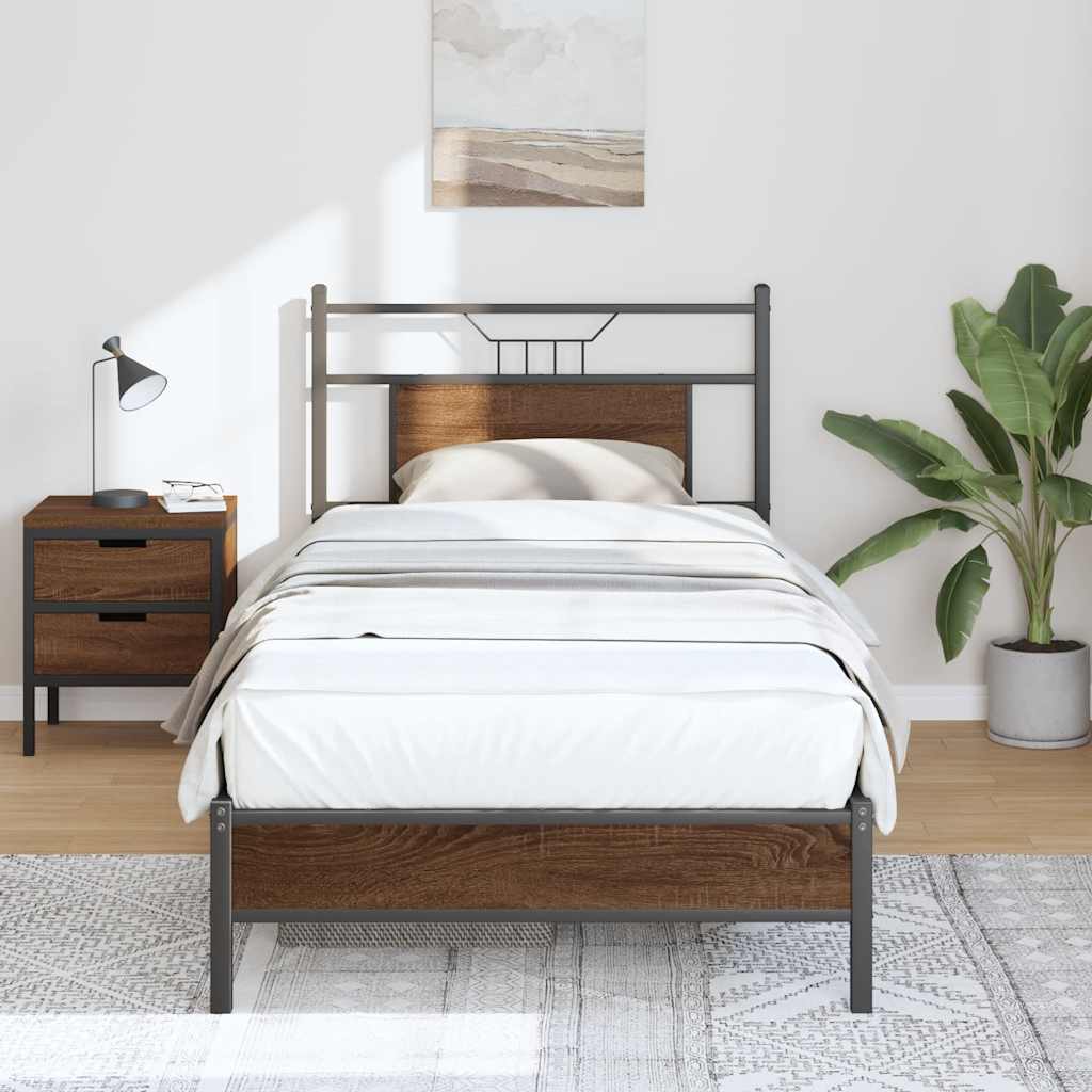 vidaXL Bed Frame without Mattress Brown Oak 80x200 cm Engineered Wood