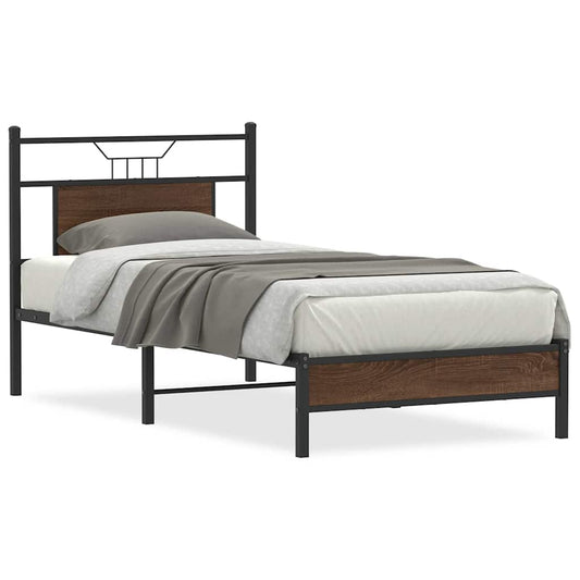 vidaXL Bed Frame without Mattress Brown Oak 90x190 cm Single Engineered Wood