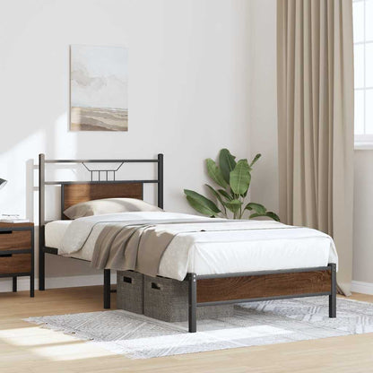 vidaXL Bed Frame without Mattress Brown Oak 90x190 cm Single Engineered Wood