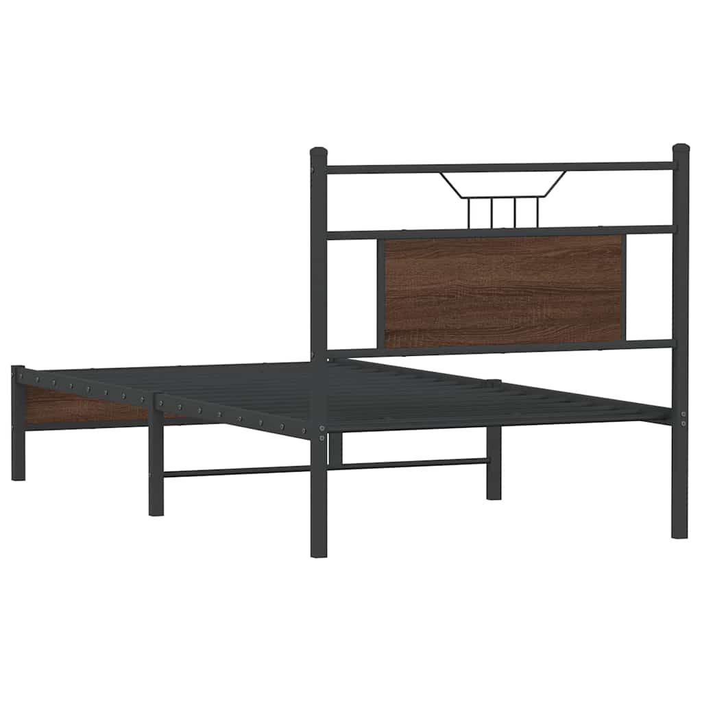 vidaXL Bed Frame without Mattress Brown Oak 90x190 cm Single Engineered Wood