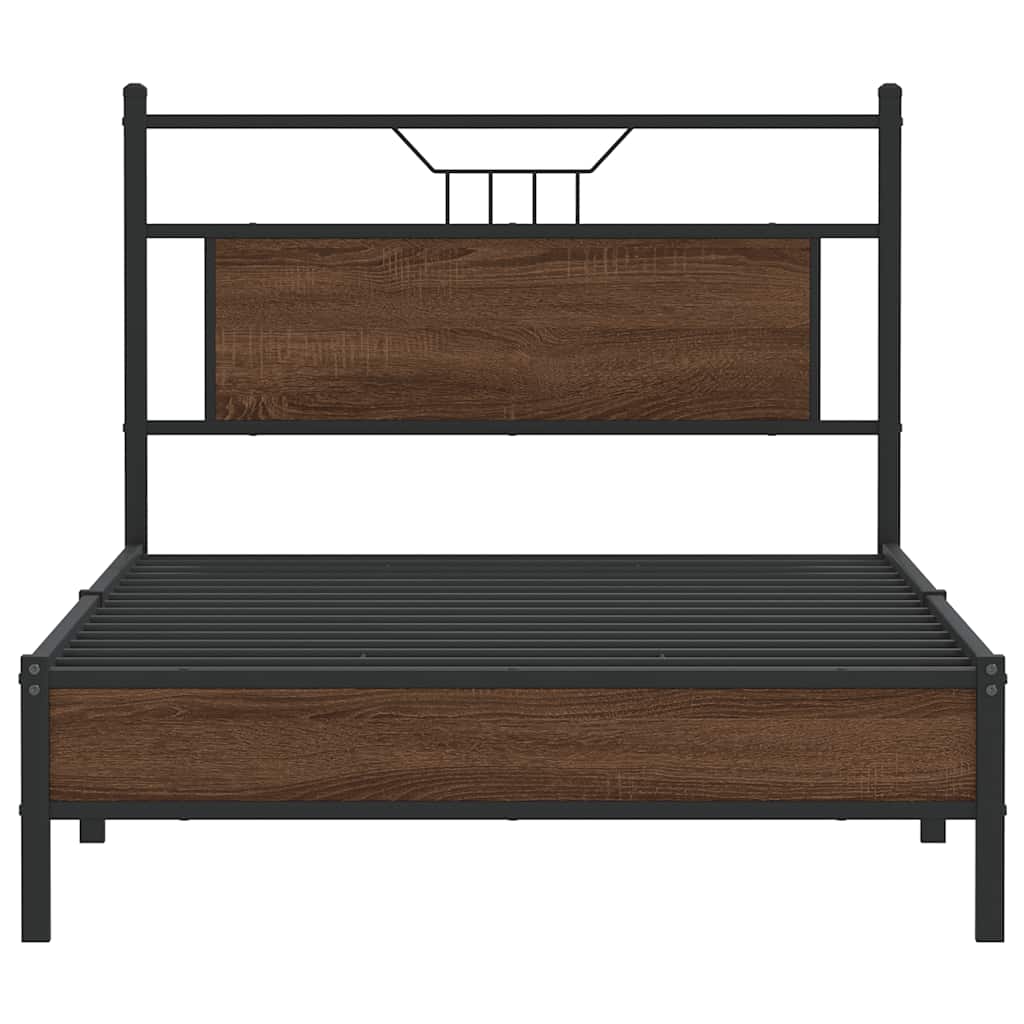 vidaXL Bed Frame without Mattress Brown Oak 100x200 cm Engineered Wood