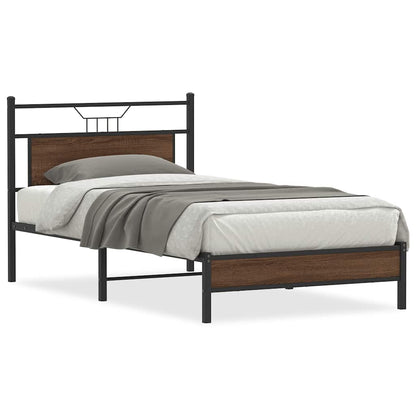 vidaXL Bed Frame without Mattress Brown Oak 107x203 cm Engineered Wood
