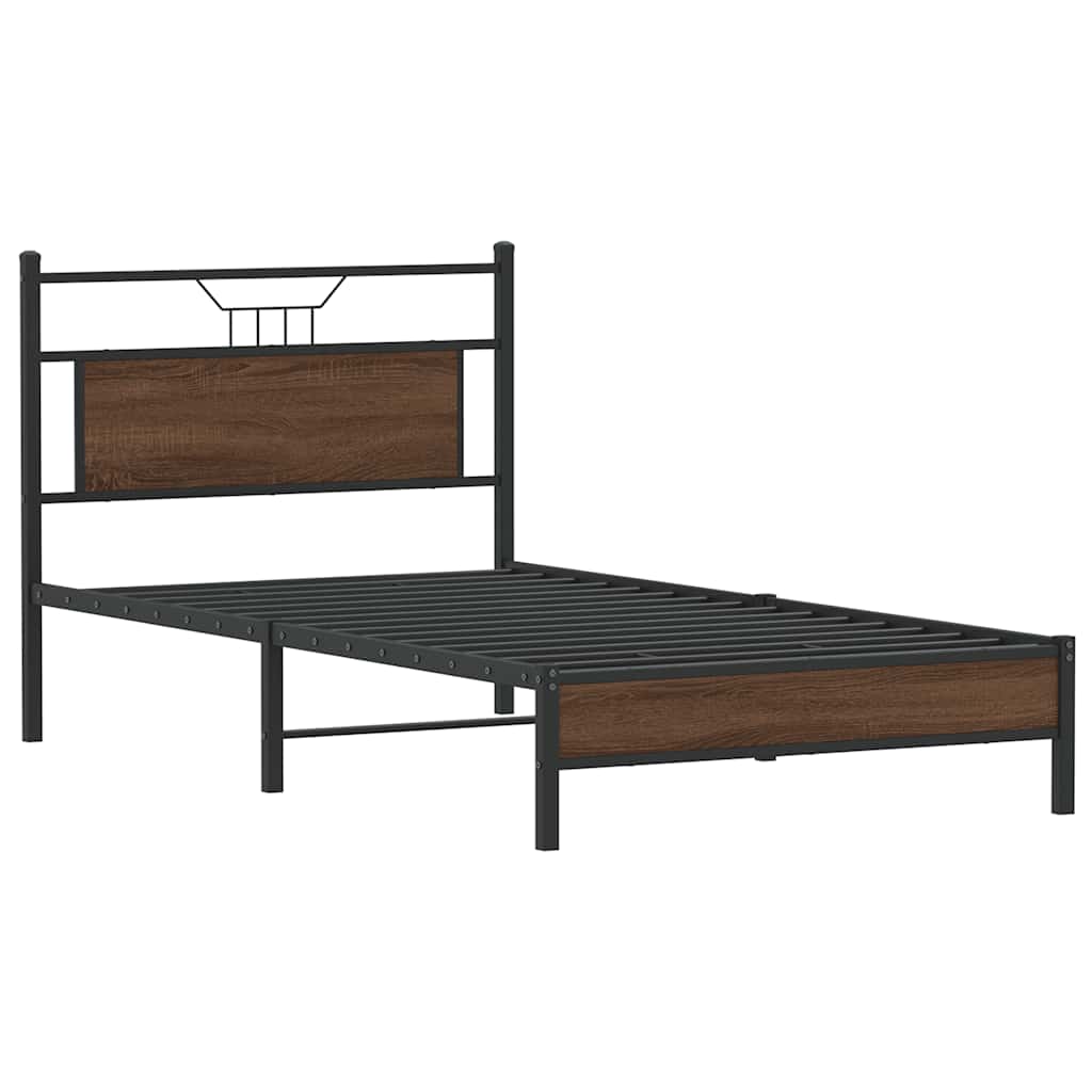 vidaXL Bed Frame without Mattress Brown Oak 107x203 cm Engineered Wood