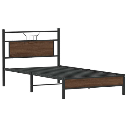 vidaXL Bed Frame without Mattress Brown Oak 107x203 cm Engineered Wood
