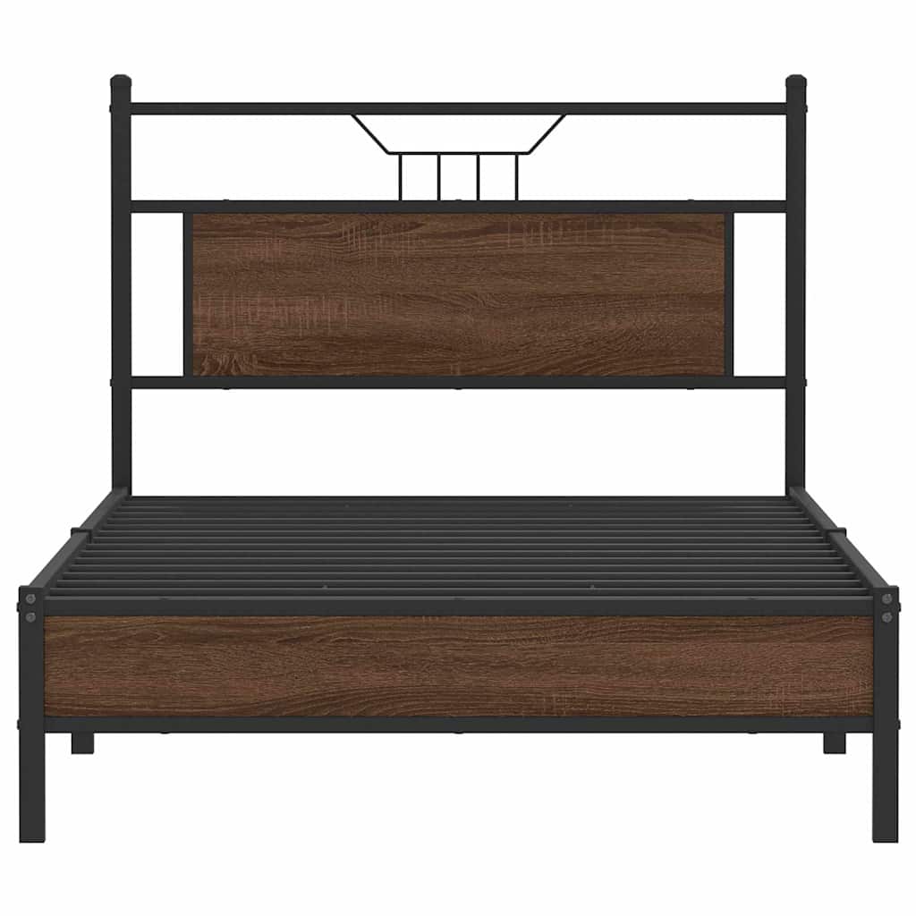 vidaXL Bed Frame without Mattress Brown Oak 107x203 cm Engineered Wood