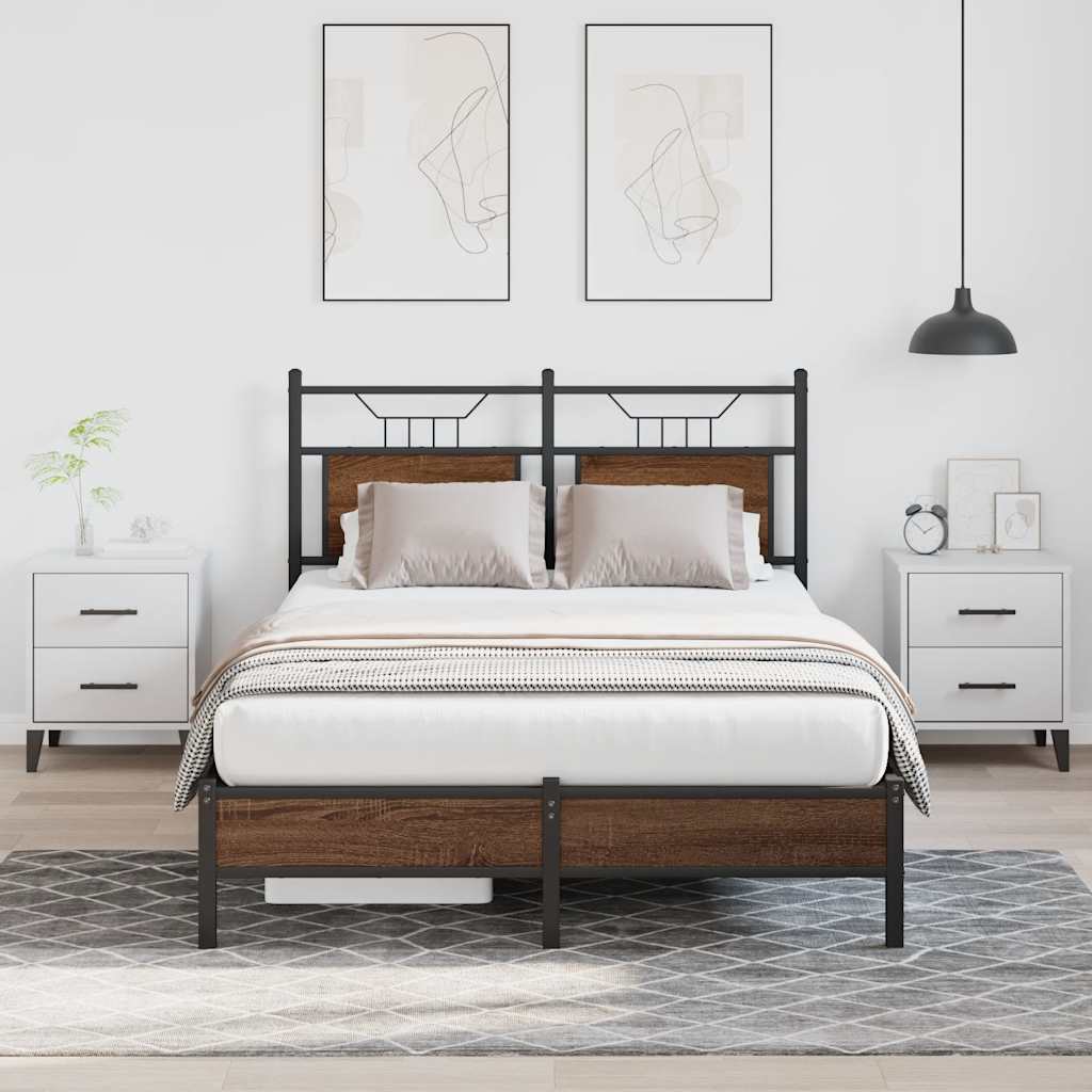 vidaXL Bed Frame without Mattress Brown Oak 120x200 cm Engineered Wood