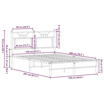 vidaXL Bed Frame without Mattress Brown Oak 120x200 cm Engineered Wood