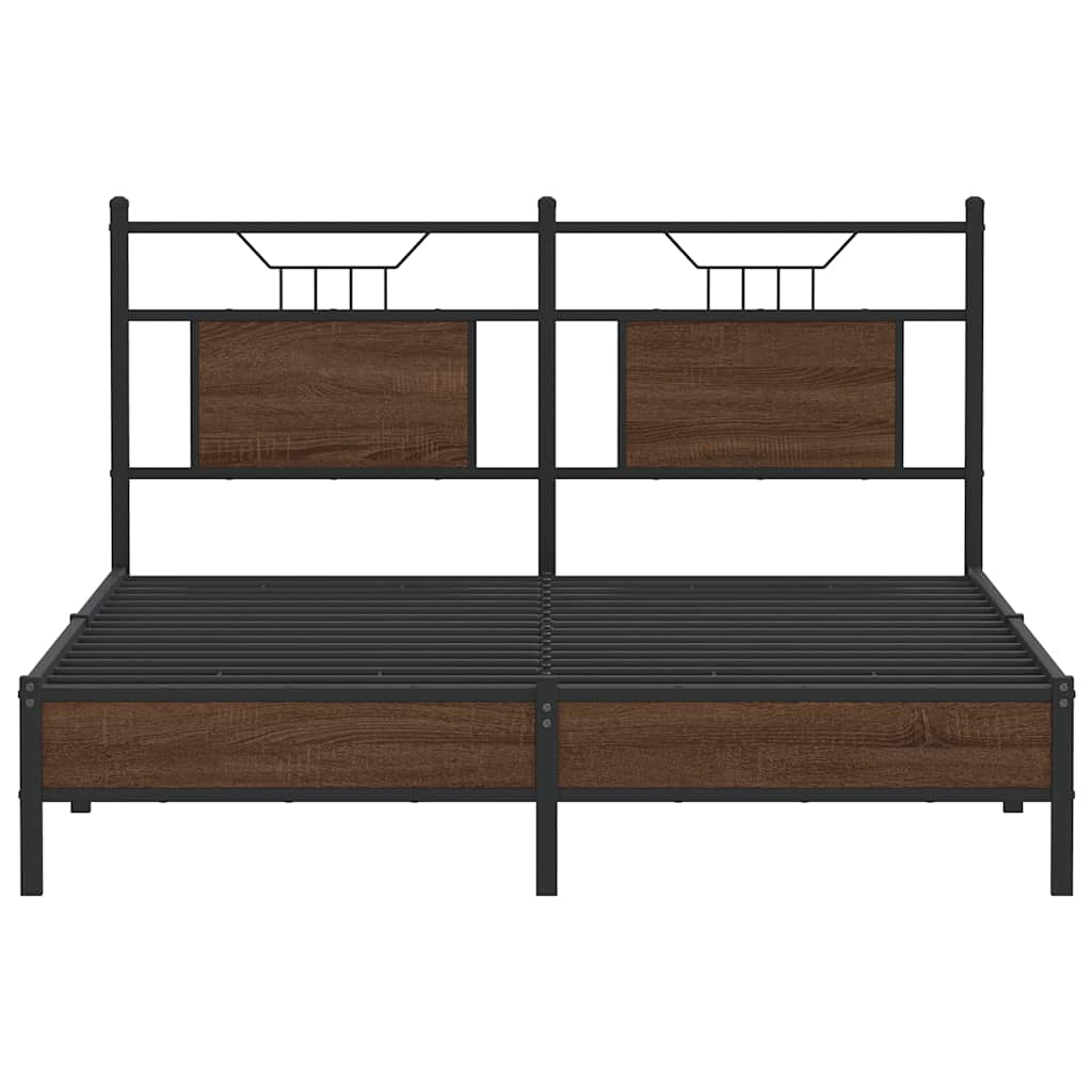 vidaXL Bed Frame without Mattress Brown Oak 137x190 cm Engineered Wood
