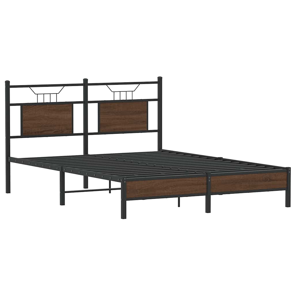vidaXL Bed Frame without Mattress Brown Oak 140x190 cm Engineered Wood