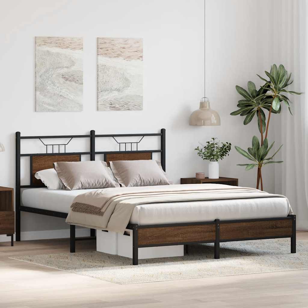 vidaXL Bed Frame without Mattress Brown Oak 140x190 cm Engineered Wood