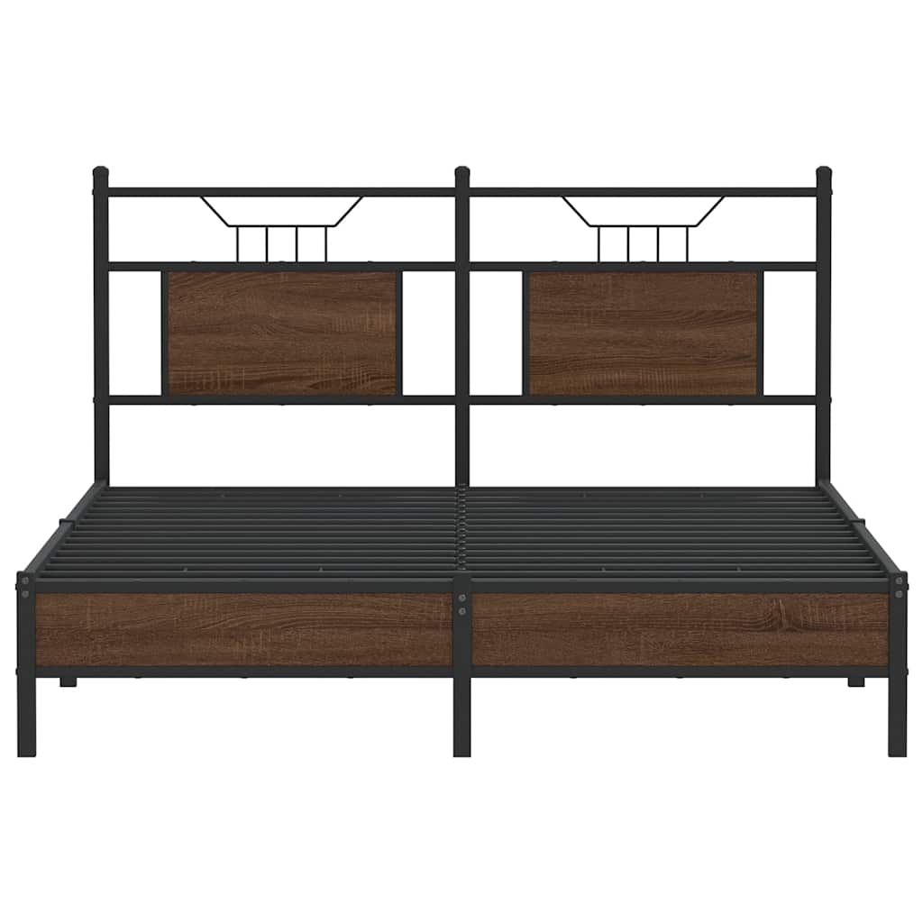 vidaXL Bed Frame without Mattress Brown Oak 140x190 cm Engineered Wood