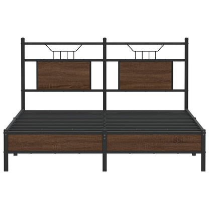 vidaXL Bed Frame without Mattress Brown Oak 140x190 cm Engineered Wood