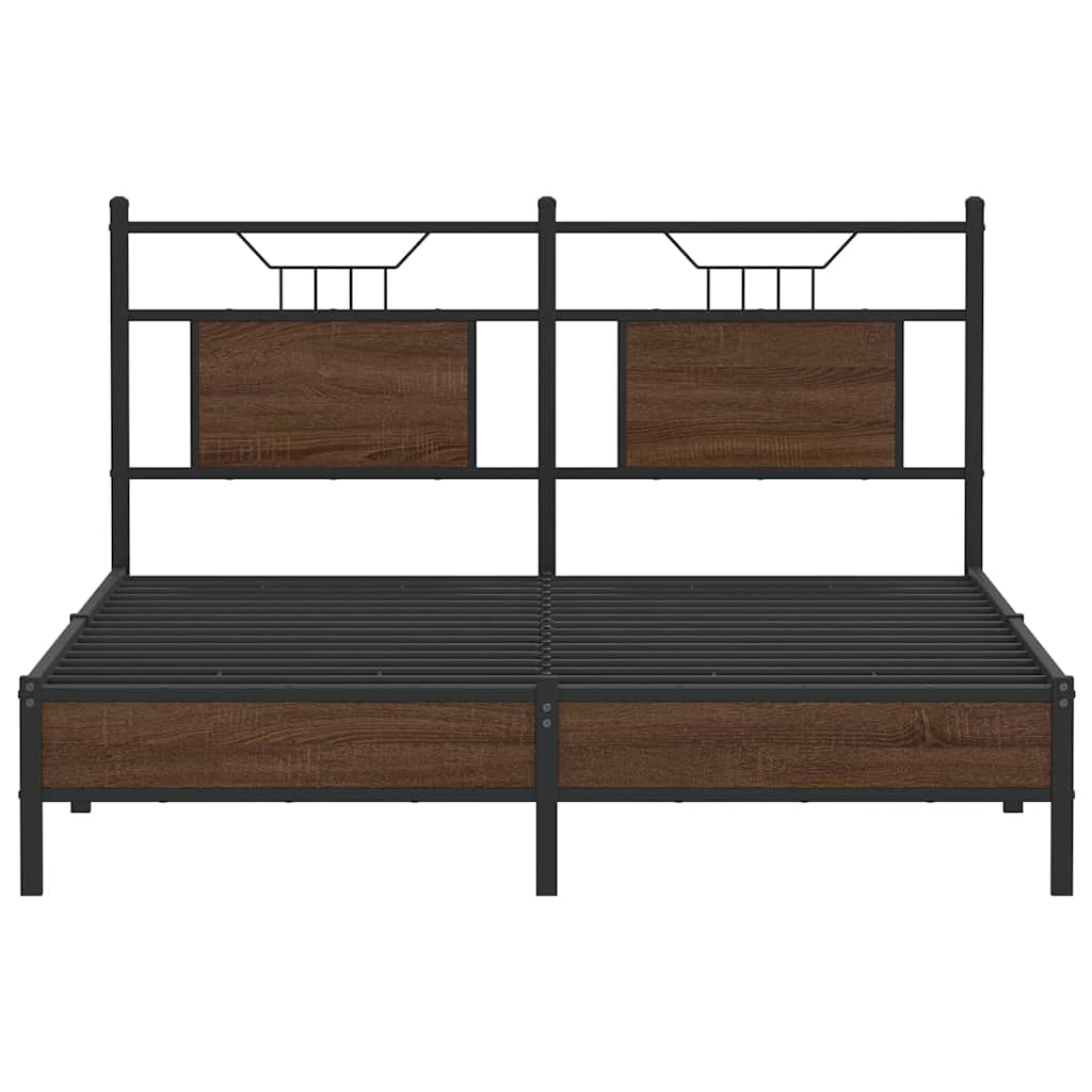 vidaXL Bed Frame without Mattress Brown Oak 150x200 cm King Size Engineered Wood