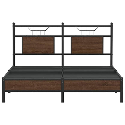 vidaXL Bed Frame without Mattress Brown Oak 150x200 cm King Size Engineered Wood