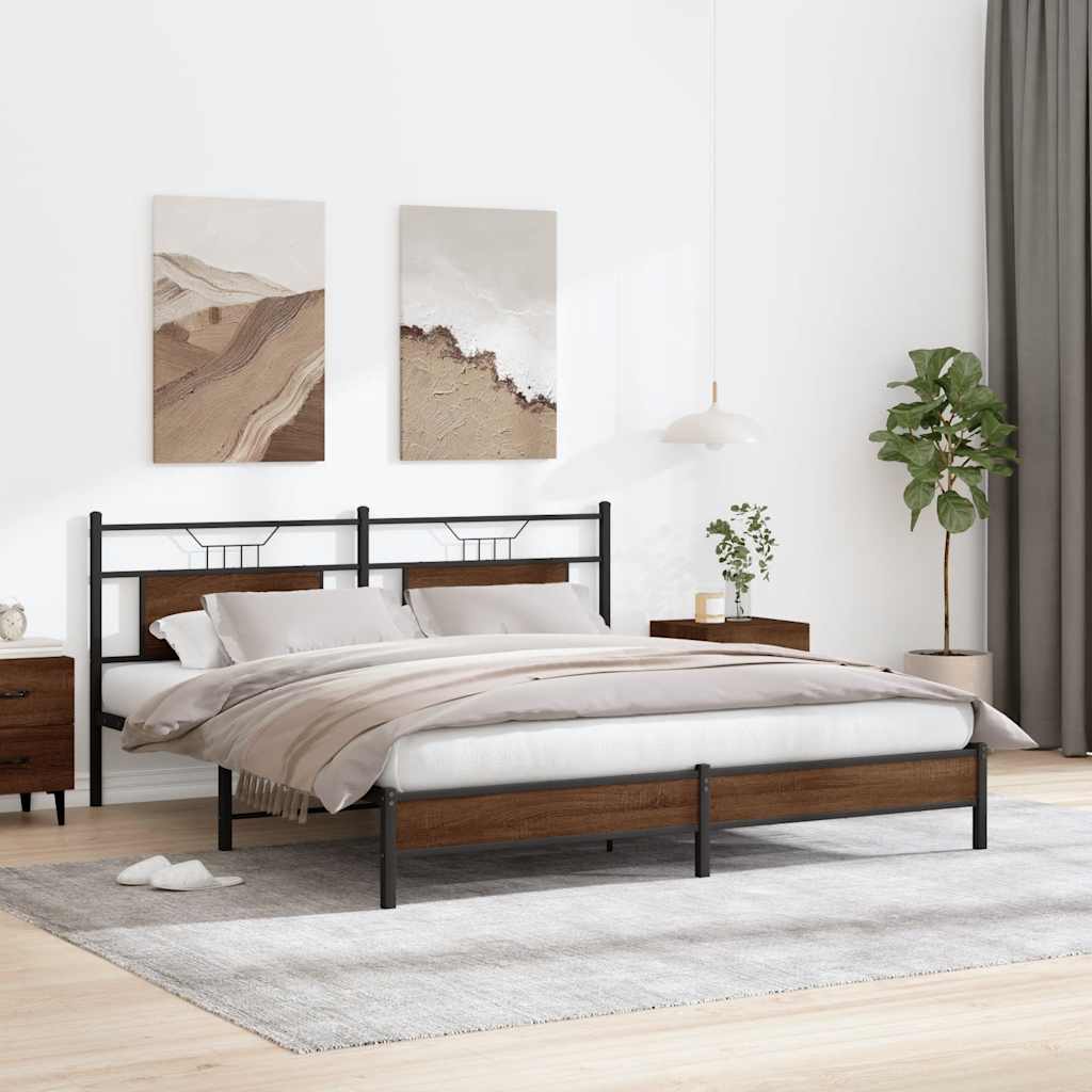vidaXL Bed Frame without Mattress Brown Oak 183x203 cm Engineered Wood