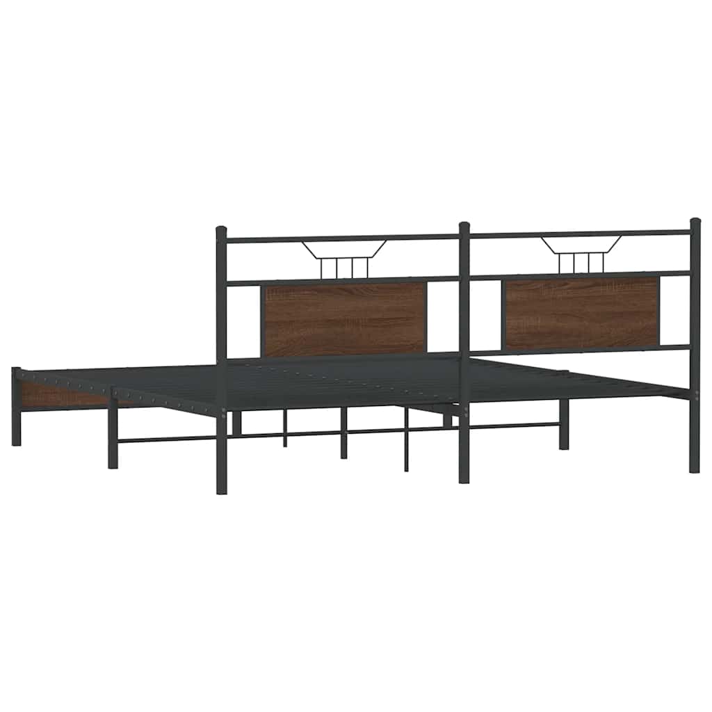 vidaXL Bed Frame without Mattress Brown Oak 183x203 cm Engineered Wood