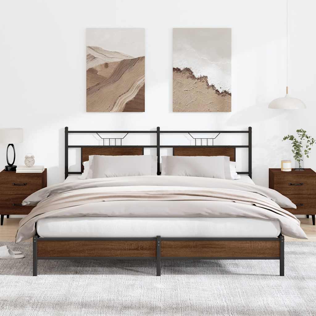 vidaXL Bed Frame without Mattress Brown Oak 183x213 cm Engineered Wood