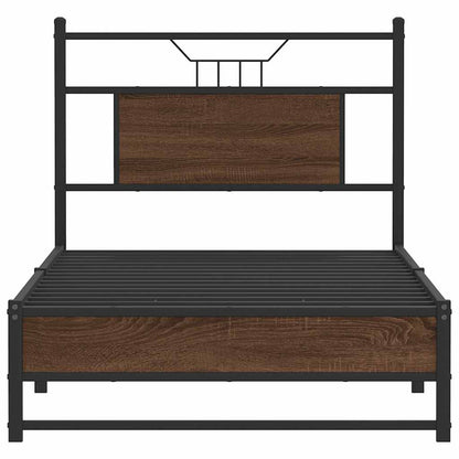 vidaXL Bed Frame without Mattress Brown Oak 75x190 cm Small Single Engineered Wood