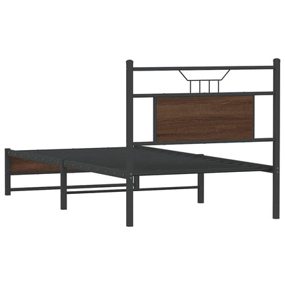 vidaXL Bed Frame without Mattress Brown Oak 75x190 cm Small Single Engineered Wood