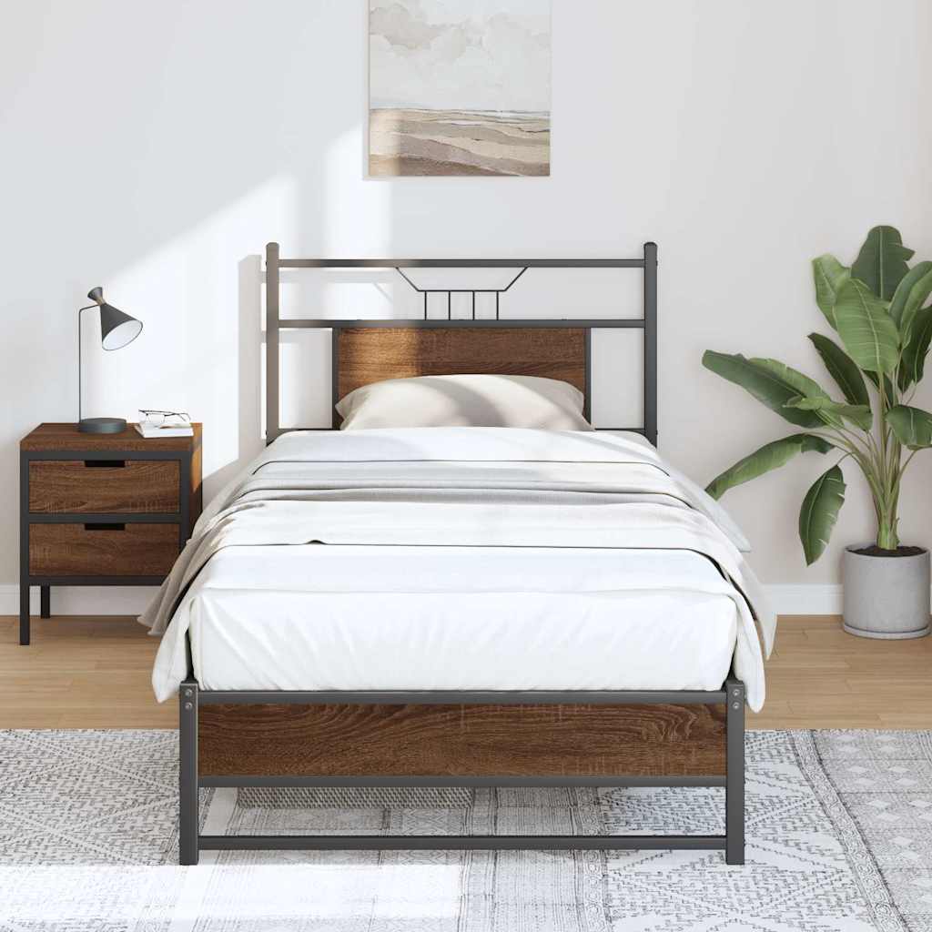vidaXL Bed Frame without Mattress Brown Oak 80x200 cm Engineered Wood
