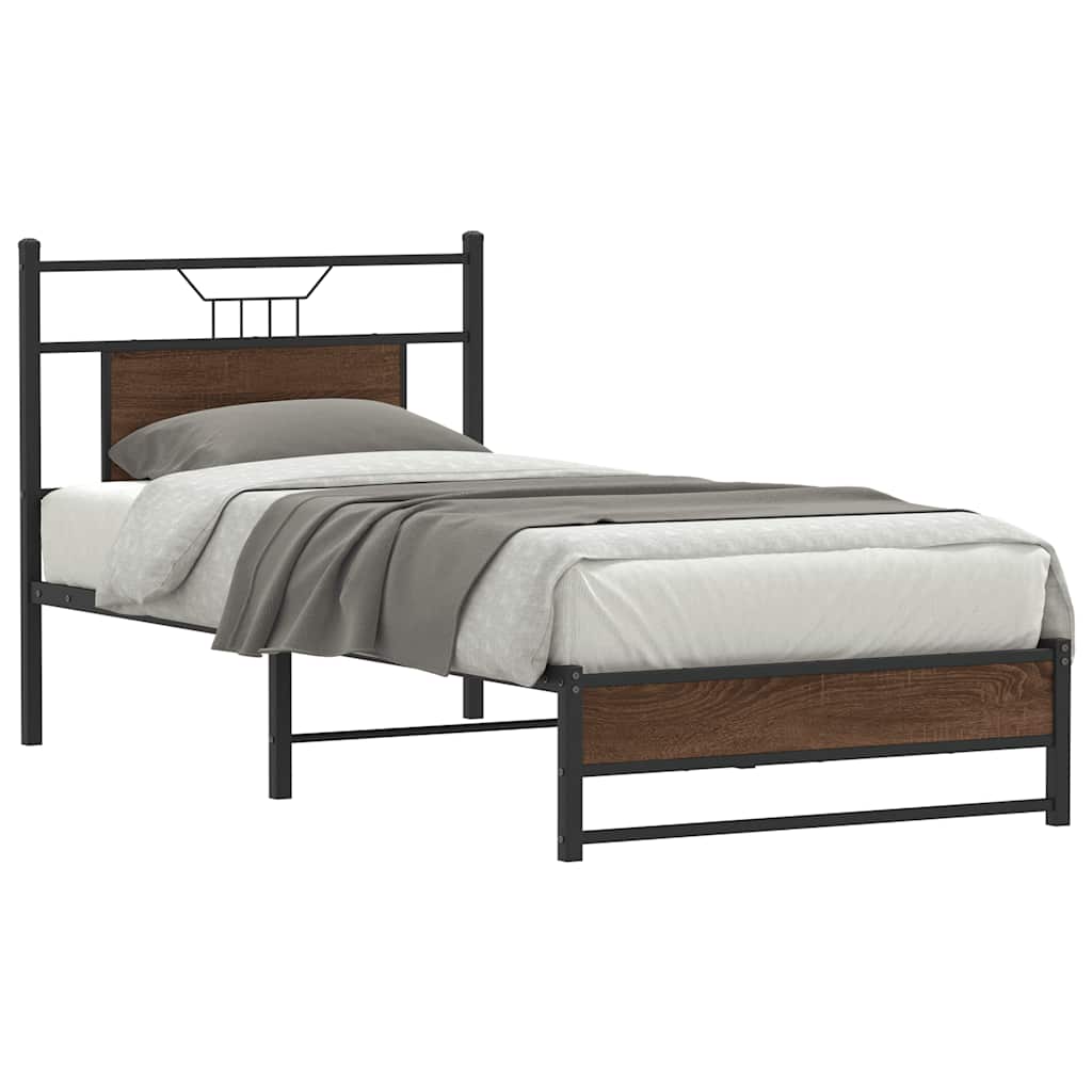 vidaXL Bed Frame without Mattress Brown Oak 80x200 cm Engineered Wood