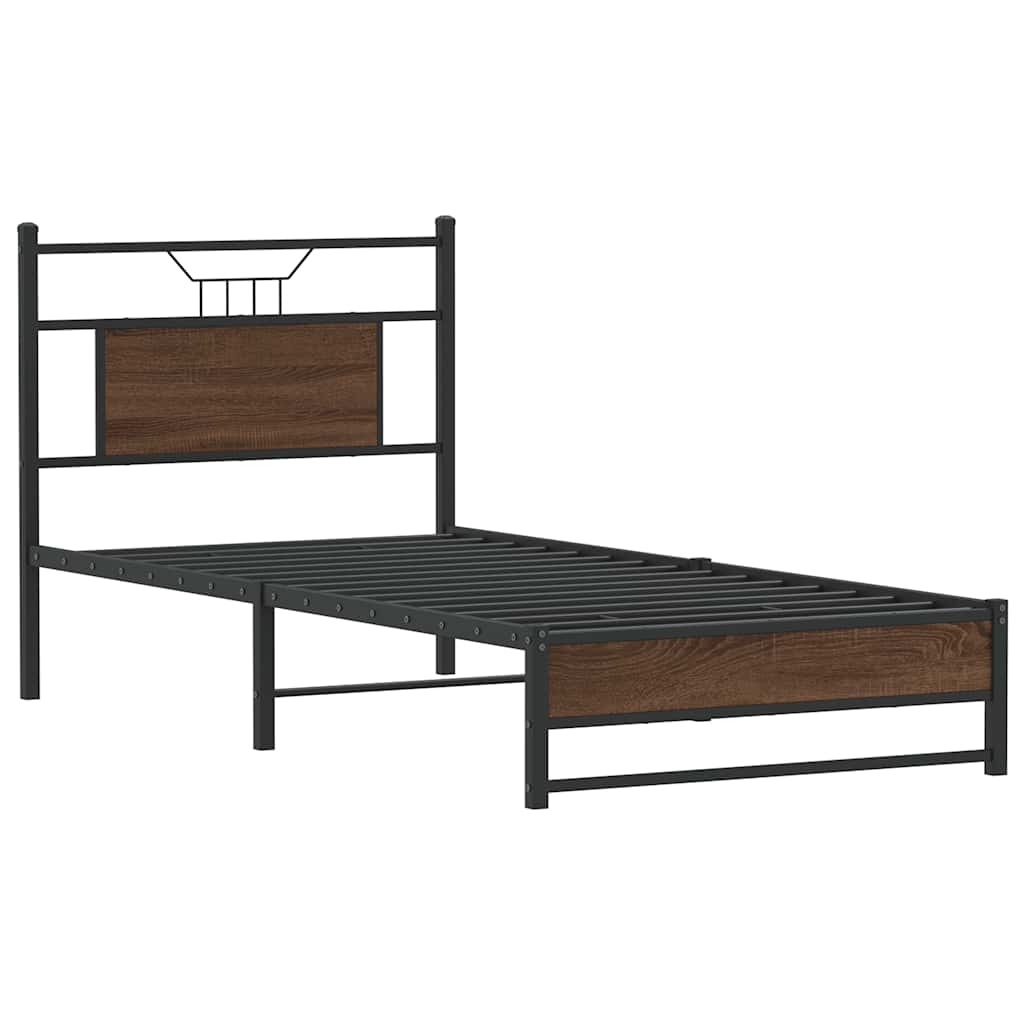 vidaXL Bed Frame without Mattress Brown Oak 90x200 cm Engineered Wood