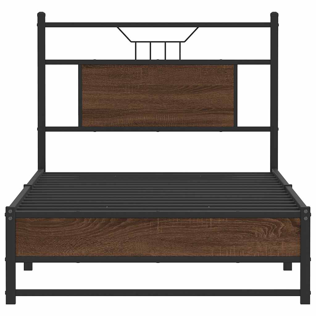 vidaXL Bed Frame without Mattress Brown Oak 90x200 cm Engineered Wood