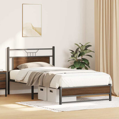 vidaXL Bed Frame without Mattress Brown Oak 100x190 cm Engineered Wood