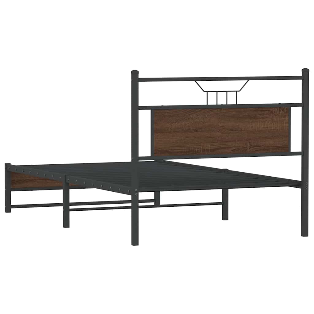 vidaXL Bed Frame without Mattress Brown Oak 100x190 cm Engineered Wood