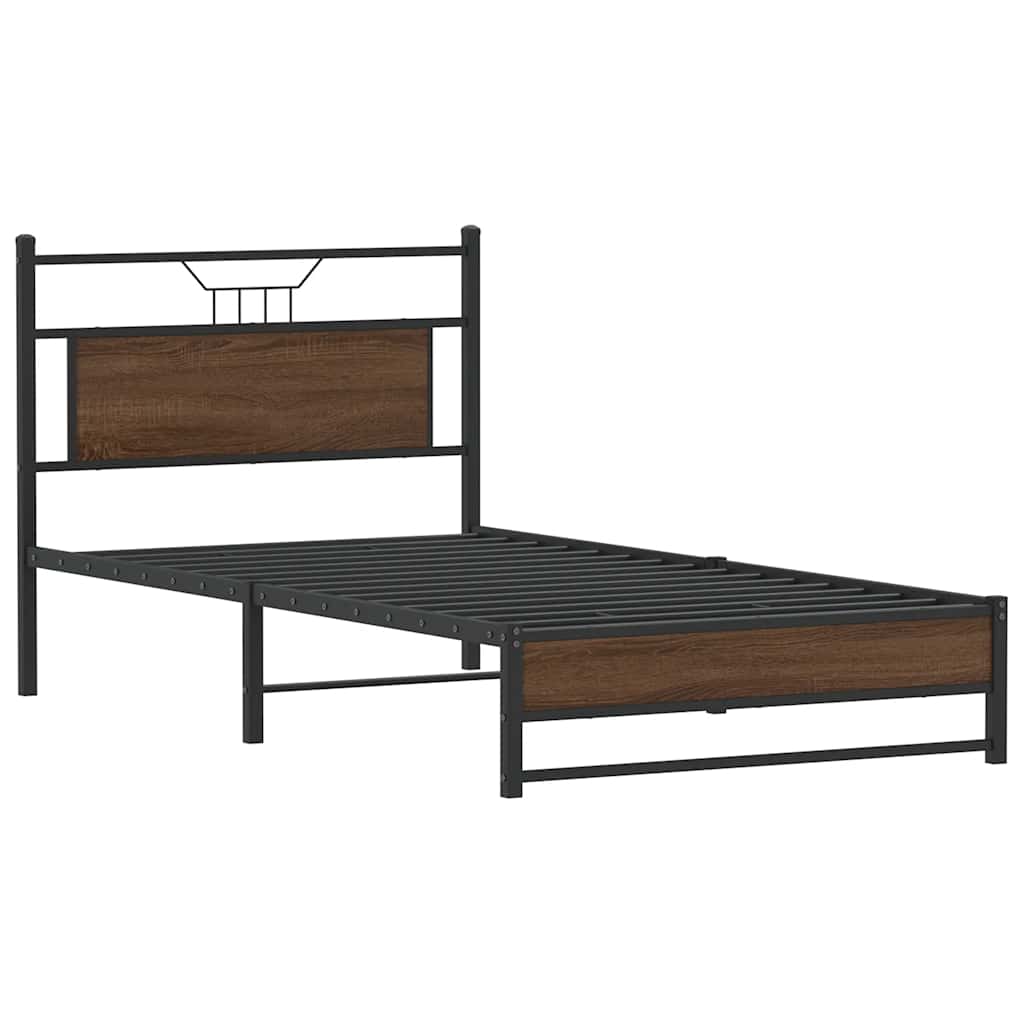 vidaXL Bed Frame without Mattress Brown Oak 100x200 cm Engineered Wood